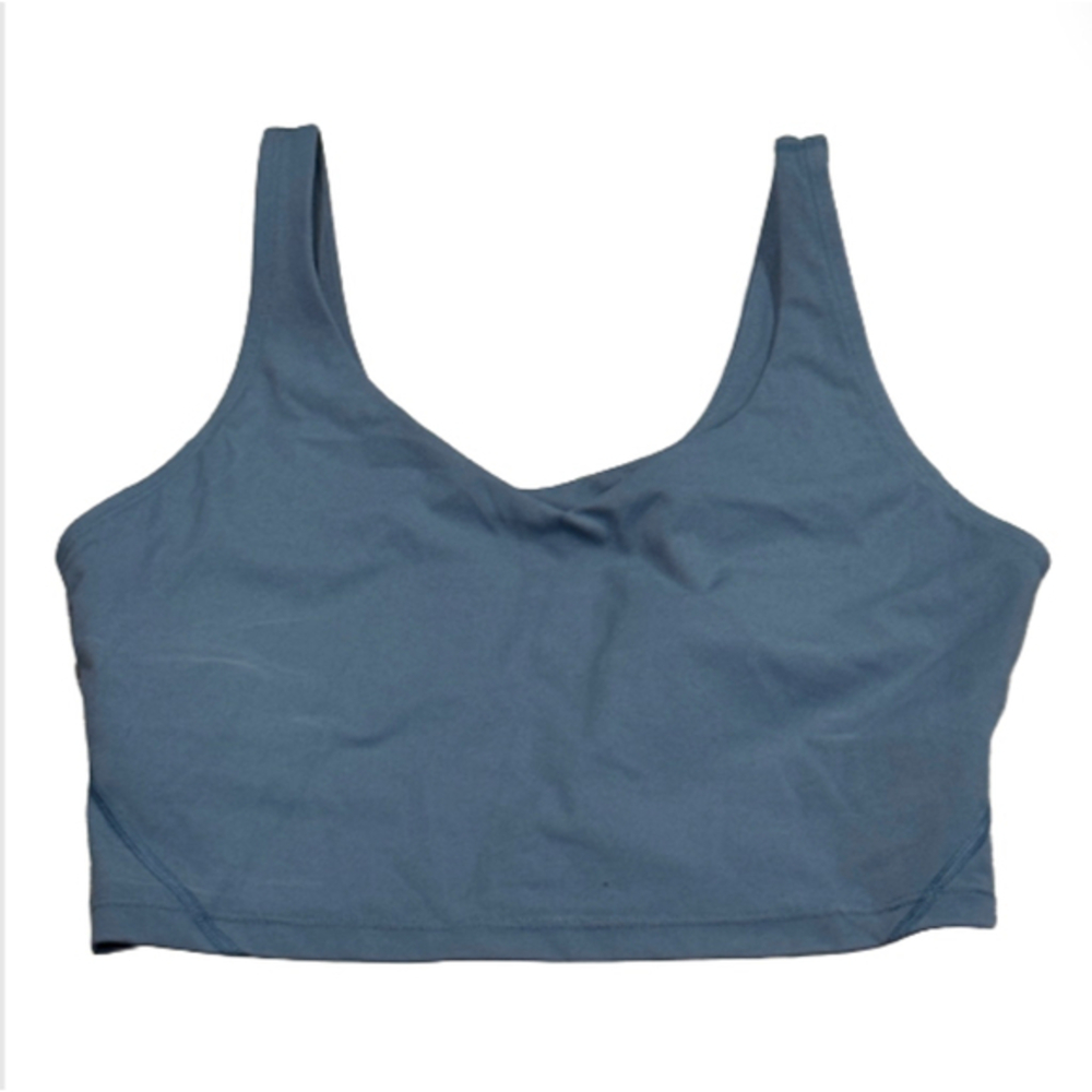 🌷 Dusty Blue Cropped Workout Tank with Shelf Bra